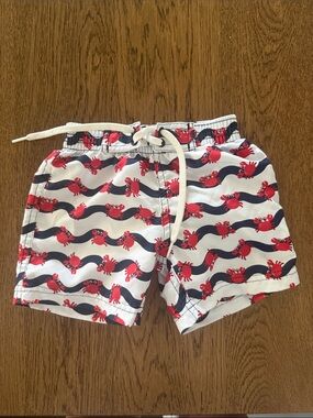 Baby Toddler Boys White Swim Trunks with Red Crab Print 12 months